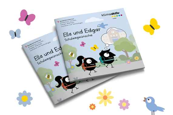 Cover des Erstleseheftchens mit Ella und Edgar, Maskottchen der Europäischen Mobilitätswoche