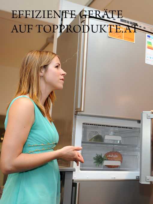 Frau beim Kauf eines effizientes Kühlschranks