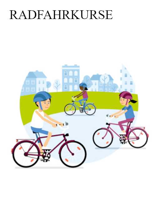 Grafik mit fahrradfahrenden Kindern und Jugendlichen