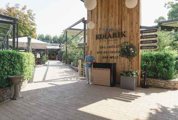 Außenansicht des Bio-Restaurants Luftburg Kolarik im Wiener Prater