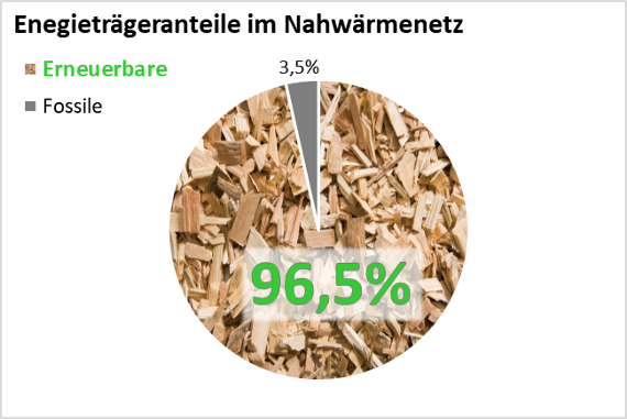 Der Anteil Erneuerbarer Energieträger in österreichischen Nahwärmenetzen aus der QM Projektdatenbank beträgt im Mittel über 96 Prozent.