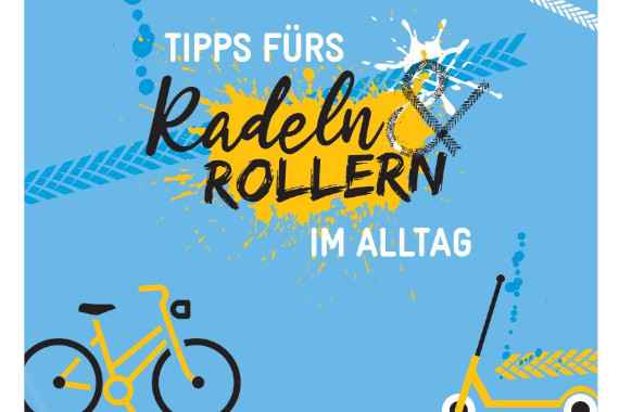 Illustration Cover: Tipps für Radln und Rollern, 1 Fahrrad, 1 Roller