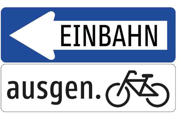 Verkehrszeichen - mit dem Rad gegen die Einbahn