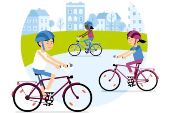 Illustration: drei Kinder die Radfahren