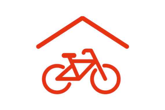 Piktogramm Rad und Hausdach