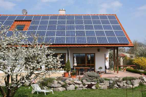 House with new solar moduls