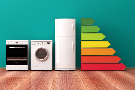 Home appliances and energy efficiency ranking. 3d illustration