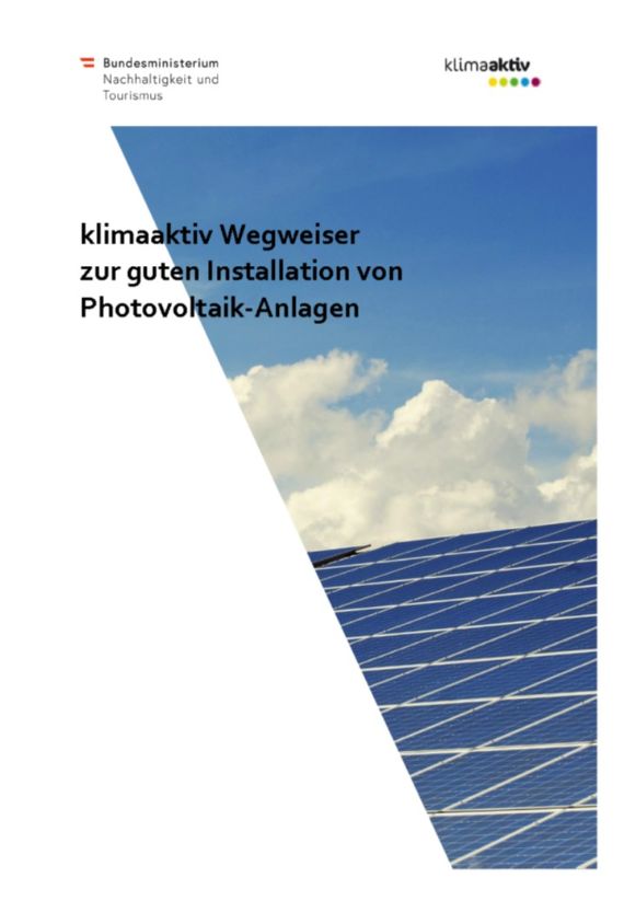 Deckblatt: klimaaktiv Wegweiser zur guten Installation von Photovoltaik-Anlagen