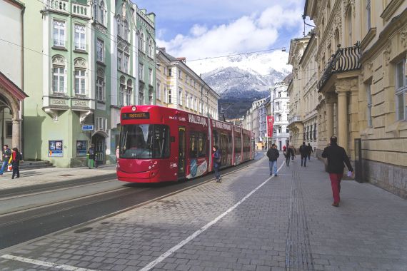 Tram at the stop.