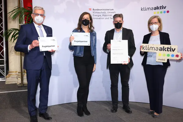 v.l.n.r.: Alfred Riedl, Ulli Sima, Siegfried Niederer, Leonore Gewessler