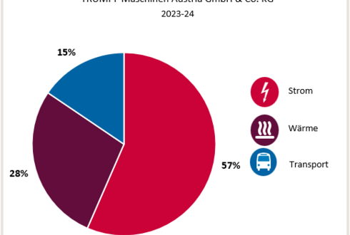 Abbildung 1: Aufteilung Gesamtenergieverbrauch in die Bereiche Strom, Wärme und Transport 2023