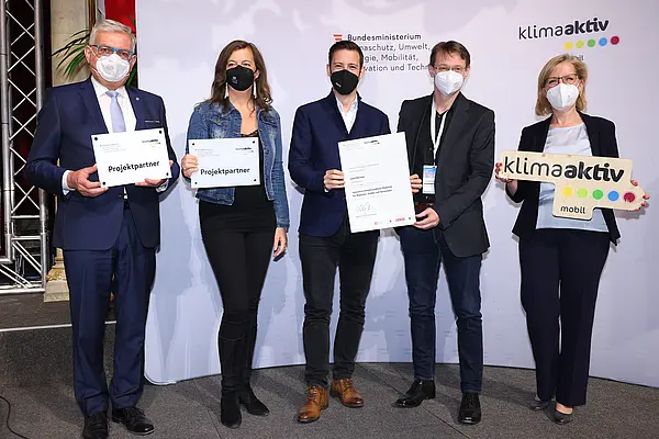 v.l.n.r.: Alfred Riedl, Ulli Sima, Sebastian Schuschnig, Gustav Steinwender, Leonore Gewessler