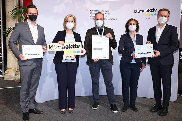 v.l.n.r.: Michael Nendwich, Leonore Gewessler, Wolfgang Kernbeis-Schöndorfer, Tatjana Baborek, Markus Raml