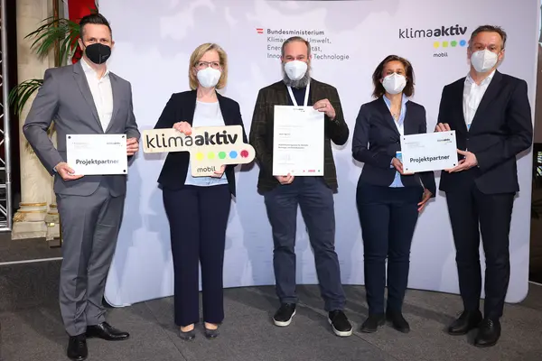 v.l.n.r.: Michael Nendwich, Leonore Gewessler, Wolfgang Kernbeis-Schöndorfer, Tatjana Baborek, Markus Raml