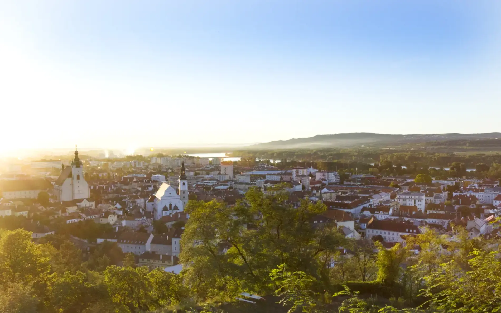 Eine Aufnahme der Stadt Krems von oben