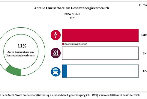 Abbildung 2: Anteil Erneuerbare am Gesamtenergieverbrauch und in den Bereichen Strom, Wärme und Transport 2023
