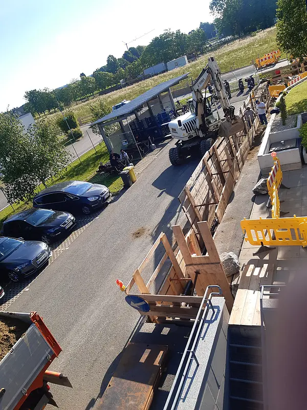 Bauarbeiten zum Anschluss an die Nahwärme