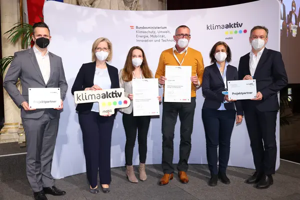 v.l.n.r.: Michael Nendwich, Leonore Gewessler, Manuela Wieninger, Günther Macht, Tatjana Baborek, Markus Raml