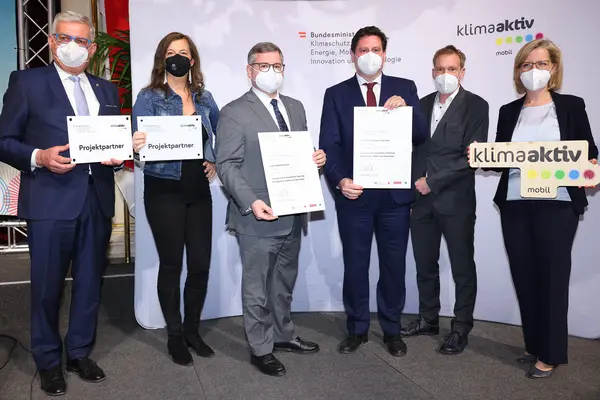 v.l.n.r.: Alfred Riedl, Ulli Sima, Ludwig Schleritzko, Stefan Szirucsek, Christof Dauda, Leonore Gewessler