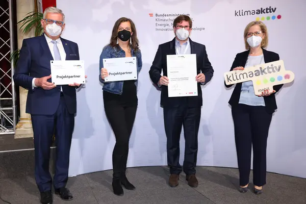 v.l.n.r.: Alfred Riedl, Ulli Sima, Michael Pillei, Leonore Gewessler