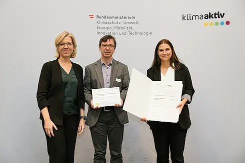 Auszeichnung von klimaaktiv Projektpartnern und Vorzeigebetrieben durch Klimaschutzministerin Leonore Gewessler (BMK)
