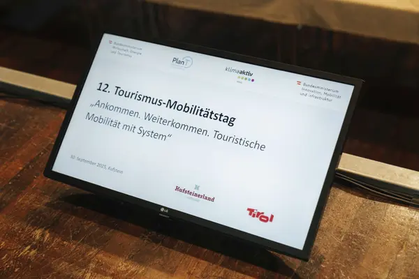 Tourismus-Mobilitätstag 2025 auf einem Tablet-Display