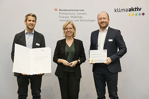 Auszeichnung von klimaaktiv Projektpartnern und Vorzeigebetrieben durch Klimaschutzministerin Leonore Gewessler (BMK)