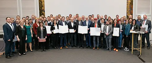Gruppenfoto der ausgezeichneten klimaaktiv Betriebe 2023