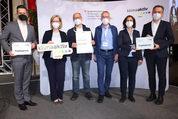 v.l.n.r.: Michael Nendwich, Leonore Gewessler,Franz Scherzer, Viktor Scheuringer, Tatjana Baborek, Markus Raml