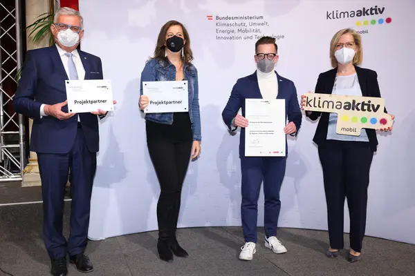 v.l.n.r.: Alfred Riedl, Ulli Sima, Gernot Esser, Leonore Gewessler
