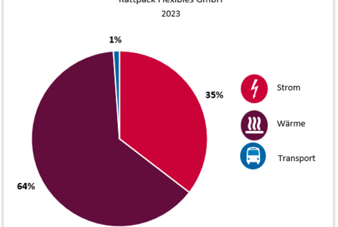 Abbildung 1: Aufteilung Gesamtenergieverbrauch in die Bereiche Strom, Wärme und Transport 2023