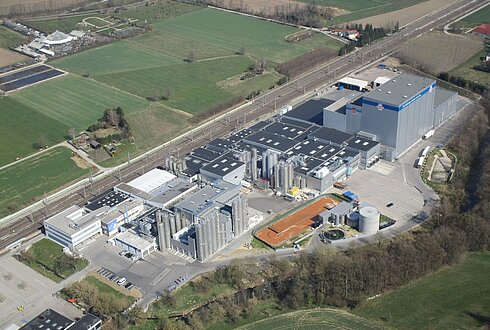 Luftaufnahme Berglandmilch Werk Aschbach