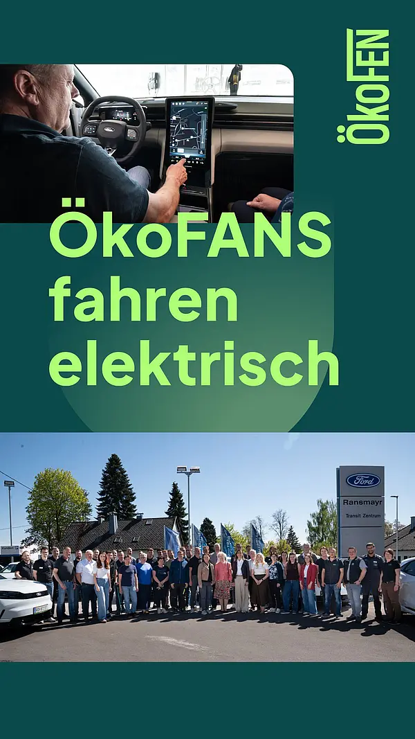 Werbesujet ÖkoFANS fahren elektrisch