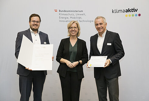 Auszeichnung von klimaaktiv Projektpartnern und Vorzeigebetrieben durch Klimaschutzministerin Leonore Gewessler (BMK)