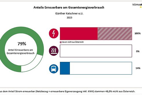 Abbildung 2: Anteil Erneuerbare am Gesamtenergieverbrauch und in den Bereichen Strom, Wärme und Transport 2023
