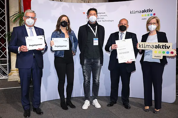 v.l.n.r.: Alfred Riedl, Ulli Sima, Peter Wallaskovits, Thomas Kittelmann, Leonore Gewessler