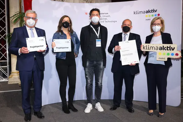 v.l.n.r.: Alfred Riedl, Ulli Sima, Peter Wallaskovits, Thomas Kittelmann, Leonore Gewessler