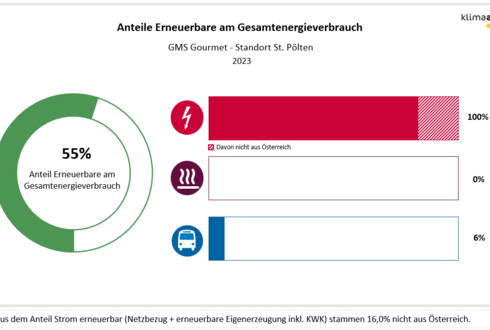 Anteil Erneuerbare am Gesamtenergieverbrauch 2023, GMS Standort St. Pölten