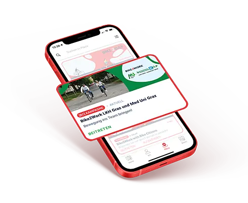 Smartphone mit Abbildung der Bike to Work Kampagne
