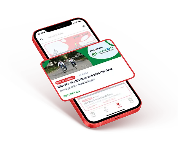 Smartphone mit Abbildung der Bike to Work Kampagne
