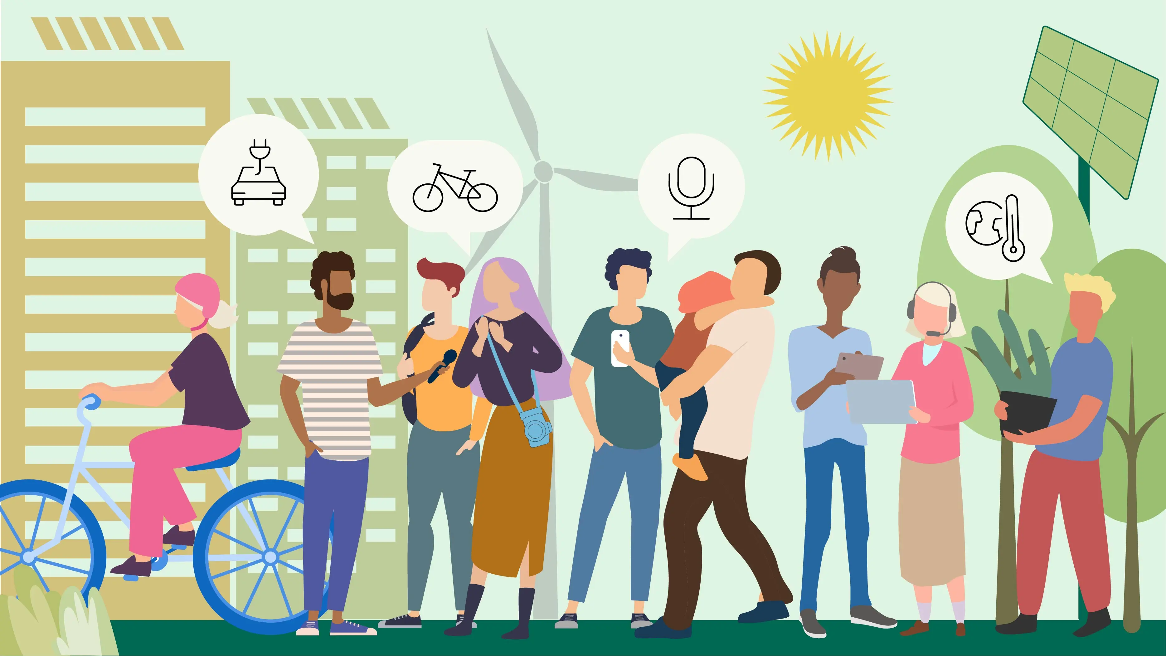 Menschen kommunizieren über Klimawandel und Klimaschutz