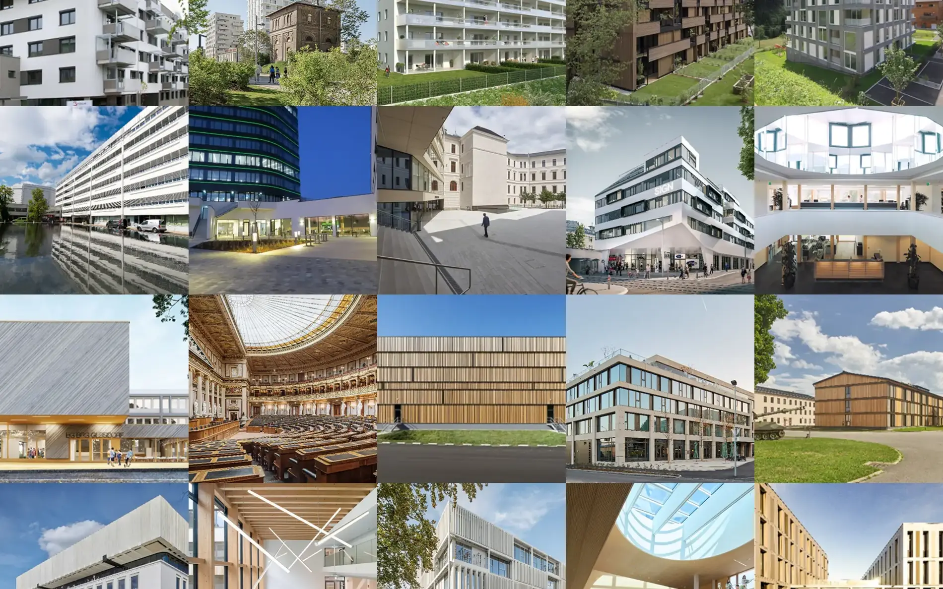Diverse Gebäude im klimaaktiv Gebäudestandard
