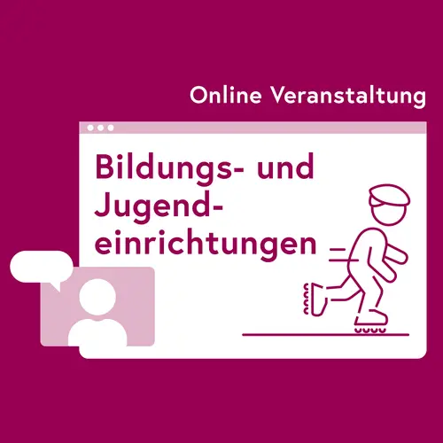 Das Sujet zeigt eine Illustration für ein Webinar des klimaaktiv-mobil-Programms "Bildungs- und Jugendeinrichtungen"